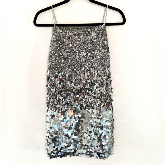 J. Crew Collection Sleeveless Mixed-Sequin Mini Shift Party Dress in Silver - XS - Picture 7 of 10